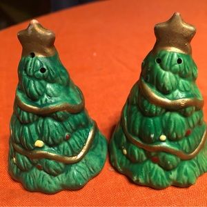 Christmas tree salt and pepper shakers – ceramic